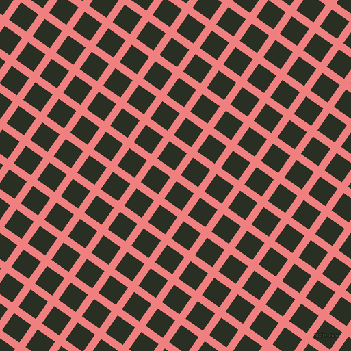 55/145 degree angle diagonal checkered chequered lines, 11 pixel lines width, 31 pixel square size, Light Coral and Pine Tree plaid checkered seamless tileable