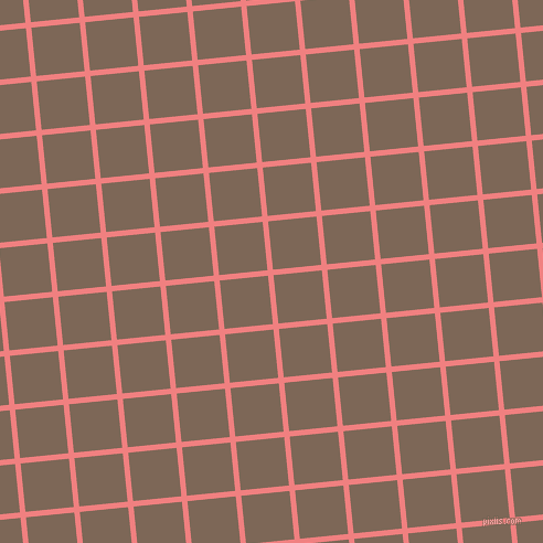 6/96 degree angle diagonal checkered chequered lines, 5 pixel lines width, 44 pixel square size, Light Coral and Roman Coffee plaid checkered seamless tileable