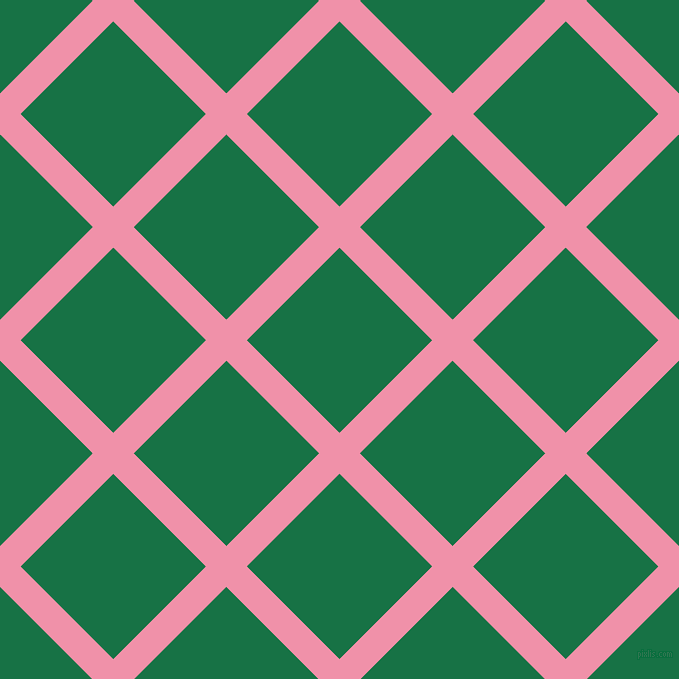 45/135 degree angle diagonal checkered chequered lines, 29 pixel line width, 131 pixel square size, Mauvelous and Dark Spring Green plaid checkered seamless tileable