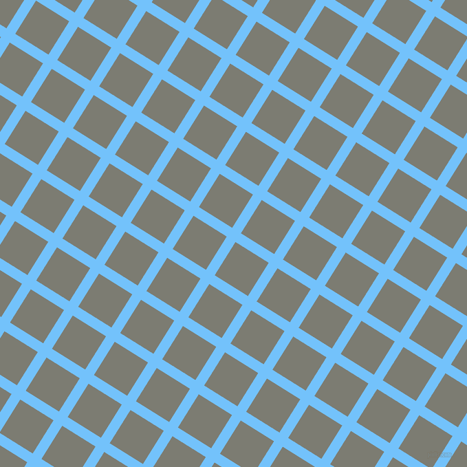 58/148 degree angle diagonal checkered chequered lines, 15 pixel line width, 57 pixel square size, Maya Blue and Tapa plaid checkered seamless tileable