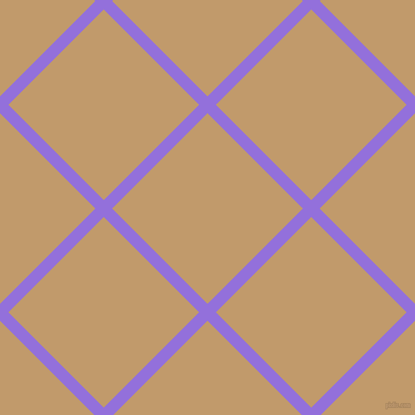 45/135 degree angle diagonal checkered chequered lines, 17 pixel line width, 192 pixel square size, Medium Purple and Fallow plaid checkered seamless tileable