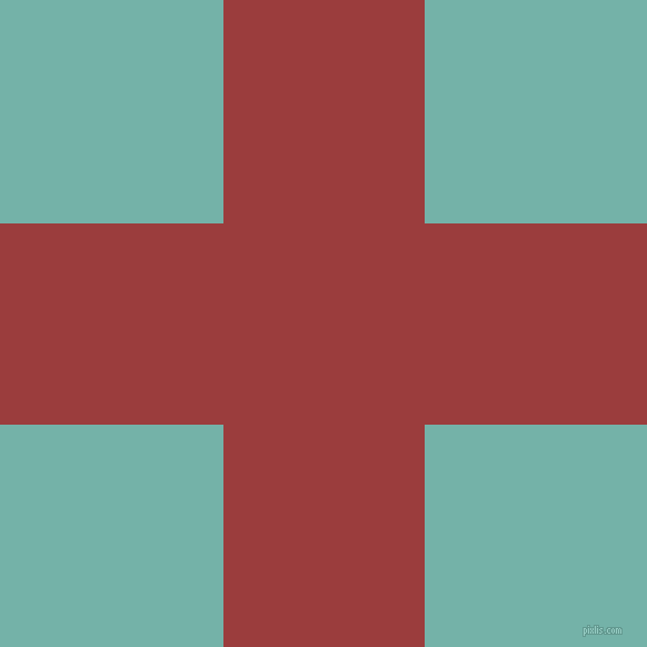 checkered chequered horizontal vertical lines, 181 pixel line width, 401 pixel square size, Mexican Red and Gulf Stream plaid checkered seamless tileable