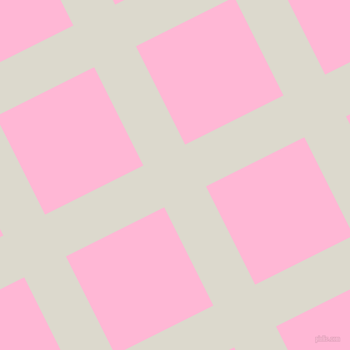 27/117 degree angle diagonal checkered chequered lines, 67 pixel lines width, 158 pixel square size, Milk White and Cotton Candy plaid checkered seamless tileable