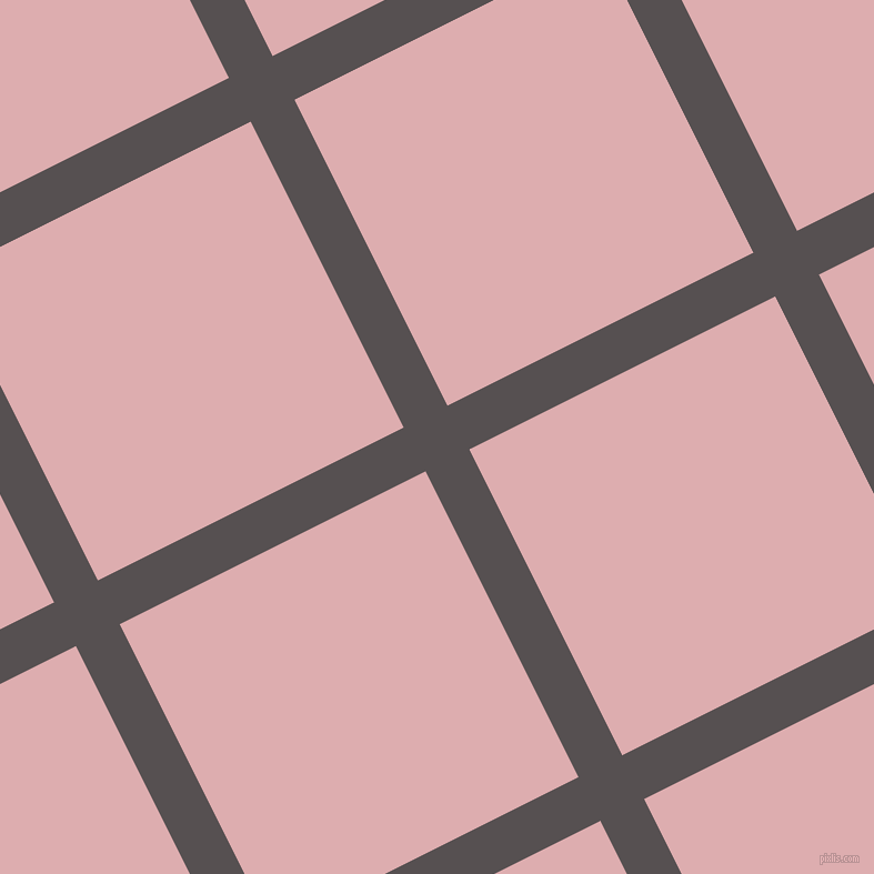 27/117 degree angle diagonal checkered chequered lines, 44 pixel lines width, 308 pixel square size, Mortar and Pale Chestnut plaid checkered seamless tileable