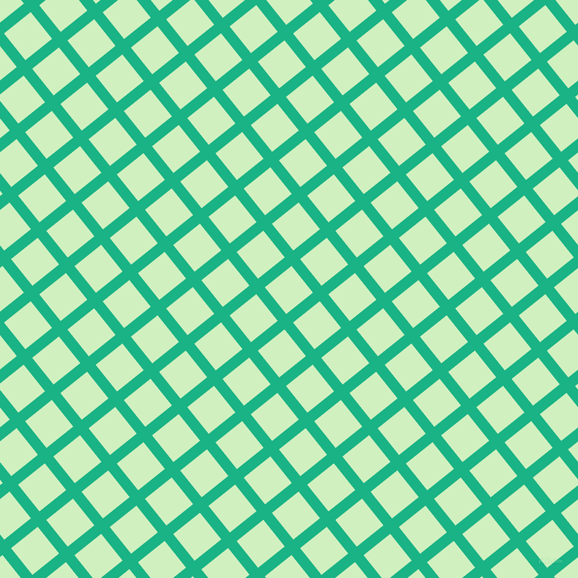 39/129 degree angle diagonal checkered chequered lines, 16 pixel line width, 50 pixel square size, Mountain Meadow and Tea Green plaid checkered seamless tileable