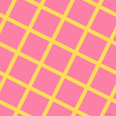 63/153 degree angle diagonal checkered chequered lines, 16 pixel line width, 90 pixel square size, Mustard and Tickle Me Pink plaid checkered seamless tileable