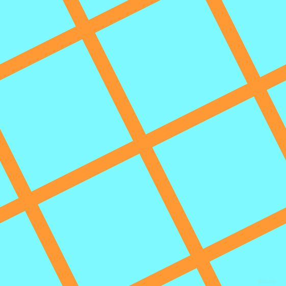27/117 degree angle diagonal checkered chequered lines, 28 pixel line width, 223 pixel square size, Neon Carrot and Electric Blue plaid checkered seamless tileable