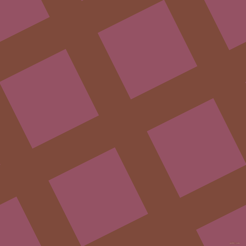 27/117 degree angle diagonal checkered chequered lines, 124 pixel lines width, 258 pixel square size, Nutmeg and Vin Rouge plaid checkered seamless tileable