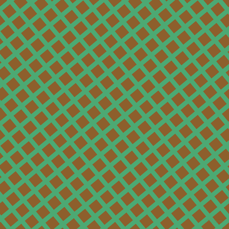 40/130 degree angle diagonal checkered chequered lines, 9 pixel line width, 20 pixel square size, Ocean Green and Rusty Nail plaid checkered seamless tileable