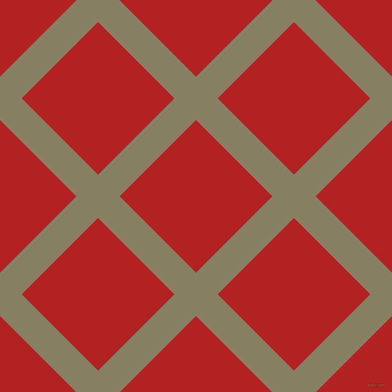 45/135 degree angle diagonal checkered chequered lines, 62 pixel line width, 219 pixel square size, Olive Haze and Fire Brick plaid checkered seamless tileable