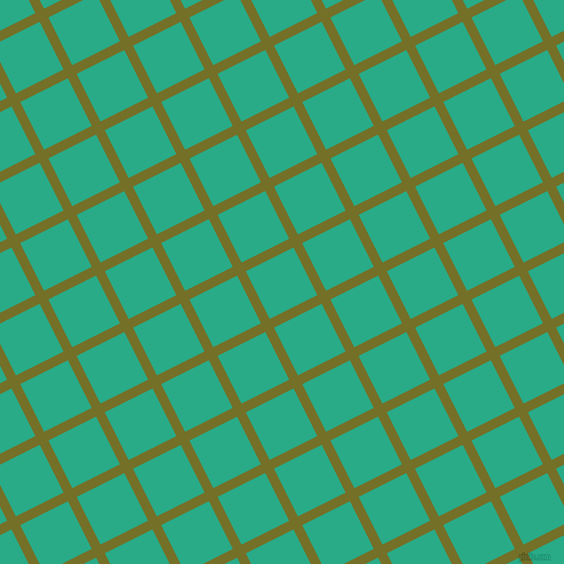 27/117 degree angle diagonal checkered chequered lines, 11 pixel lines width, 60 pixel square size, Olivetone and Jungle Green plaid checkered seamless tileable