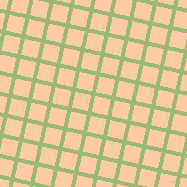 77/167 degree angle diagonal checkered chequered lines, 14 pixel lines width, 57 pixel square size, Olivine and Peach plaid checkered seamless tileable