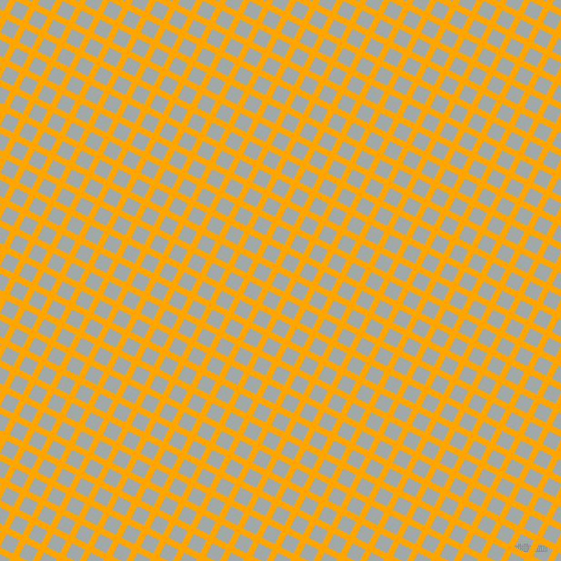 63/153 degree angle diagonal checkered chequered lines, 7 pixel line width, 16 pixel square size, Orange and Hit Grey plaid checkered seamless tileable