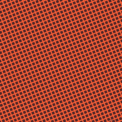 22/112 degree angle diagonal checkered chequered lines, 5 pixel line width, 11 pixel square size, Outrageous Orange and Bulgarian Rose plaid checkered seamless tileable