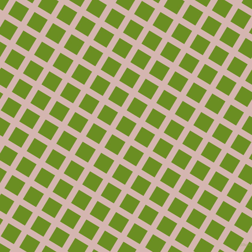59/149 degree angle diagonal checkered chequered lines, 21 pixel line width, 51 pixel square size, Oyster Pink and Olive Drab plaid checkered seamless tileable