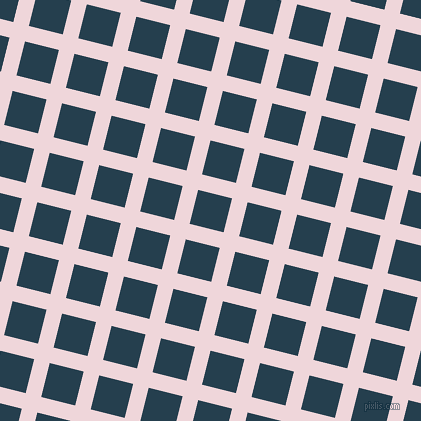 76/166 degree angle diagonal checkered chequered lines, 16 pixel line width, 35 pixel square size, Pale Rose and Nile Blue plaid checkered seamless tileable