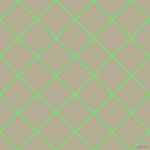 45/135 degree angle diagonal checkered chequered lines, 5 pixel lines width, 85 pixel square size, Pastel Green and Bison Hide plaid checkered seamless tileable