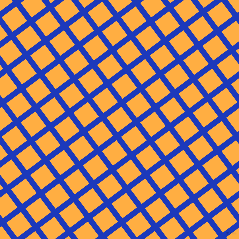 37/127 degree angle diagonal checkered chequered lines, 20 pixel lines width, 64 pixel square size, Persian Blue and Yellow Orange plaid checkered seamless tileable