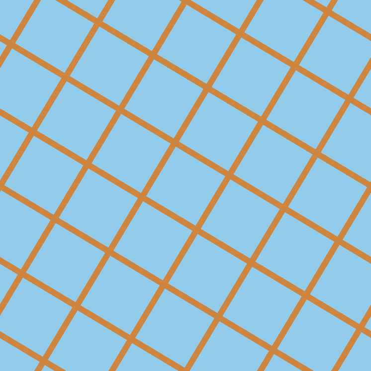 59/149 degree angle diagonal checkered chequered lines, 12 pixel line width, 116 pixel square size, Peru and Cornflower plaid checkered seamless tileable