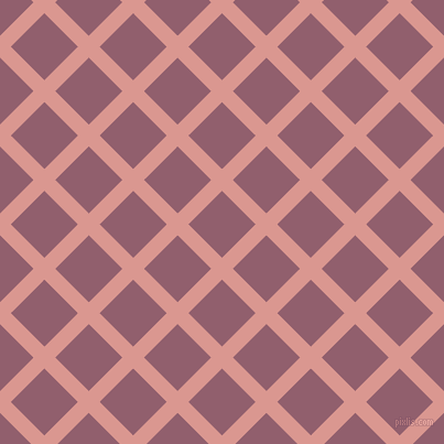 45/135 degree angle diagonal checkered chequered lines, 14 pixel lines width, 43 pixel square size, Petite Orchid and Mauve Taupe plaid checkered seamless tileable