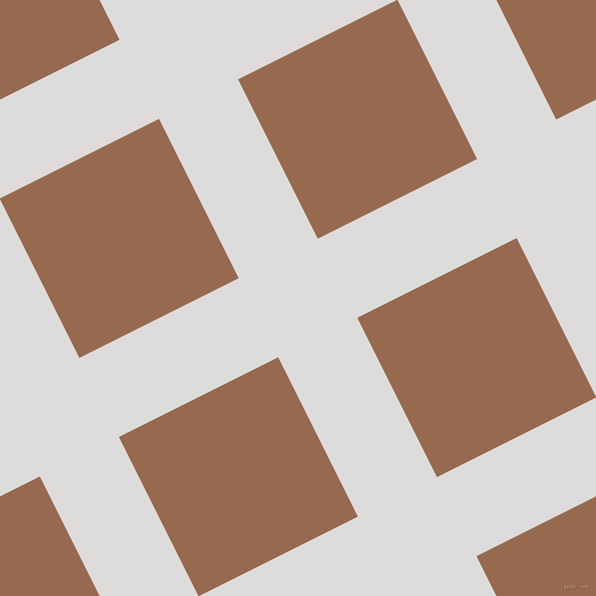 27/117 degree angle diagonal checkered chequered lines, 125 pixel lines width, 252 pixel square size, Porcelain and Dark Tan plaid checkered seamless tileable