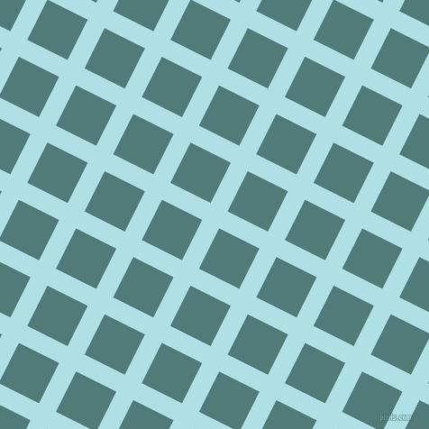 63/153 degree angle diagonal checkered chequered lines, 21 pixel line width, 50 pixel square size, Powder Blue and Breaker Bay plaid checkered seamless tileable