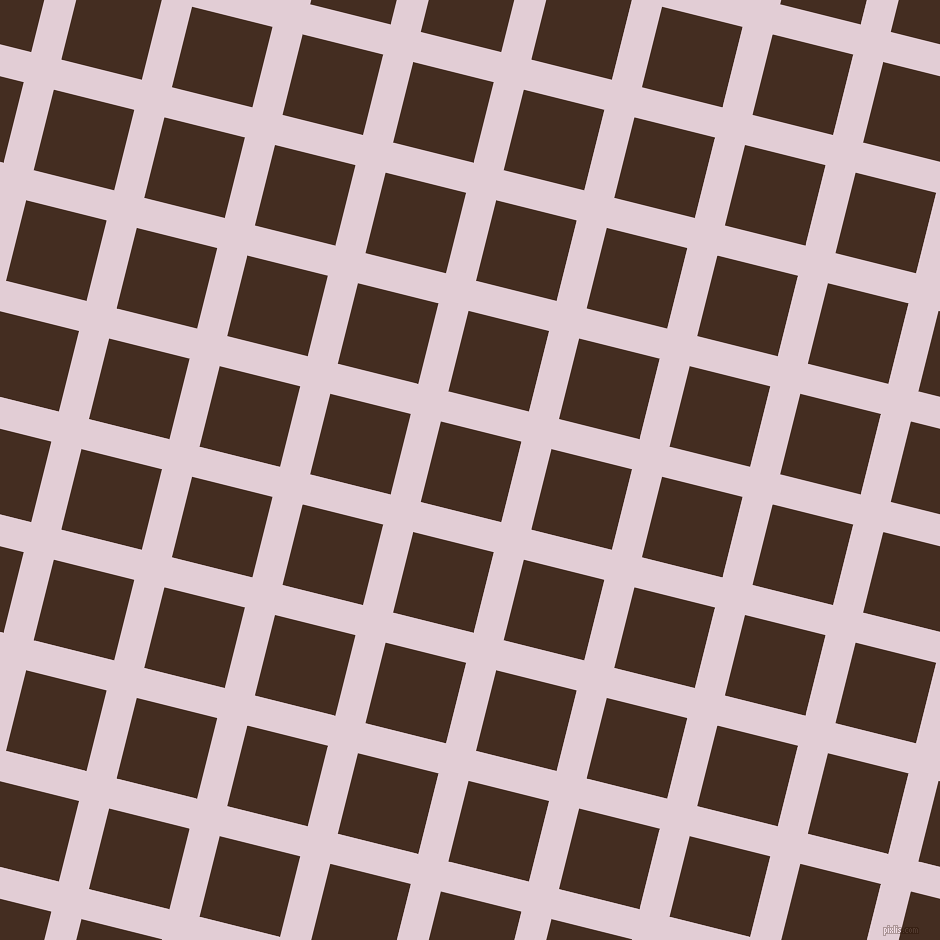 76/166 degree angle diagonal checkered chequered lines, 31 pixel line width, 83 pixel square size, Prim and Morocco Brown plaid checkered seamless tileable