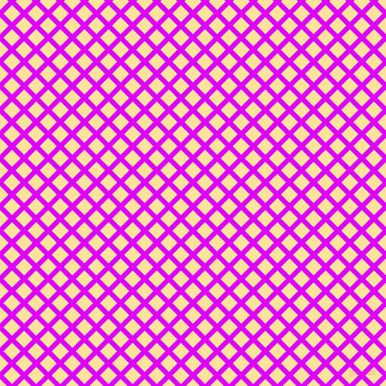 45/135 degree angle diagonal checkered chequered lines, 7 pixel line width, 17 pixel square size, Psychedelic Purple and Cream Brulee plaid checkered seamless tileable