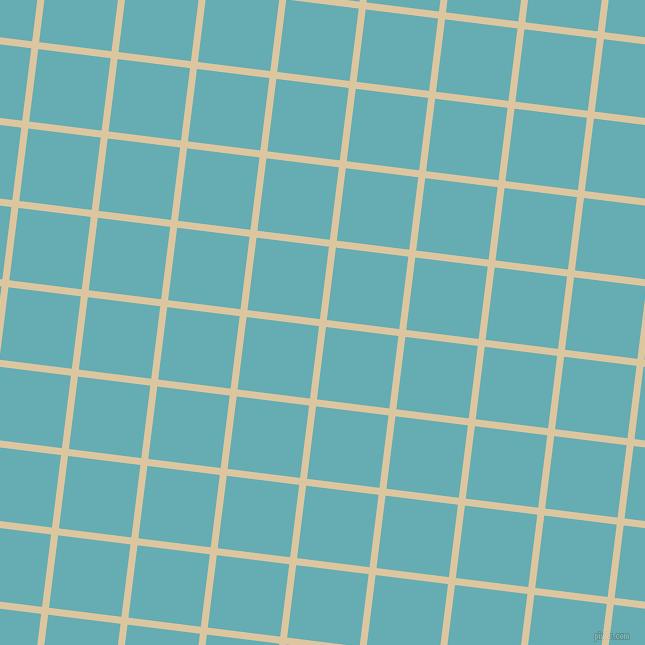 83/173 degree angle diagonal checkered chequered lines, 7 pixel lines width, 73 pixel square size, Raffia and Fountain Blue plaid checkered seamless tileable