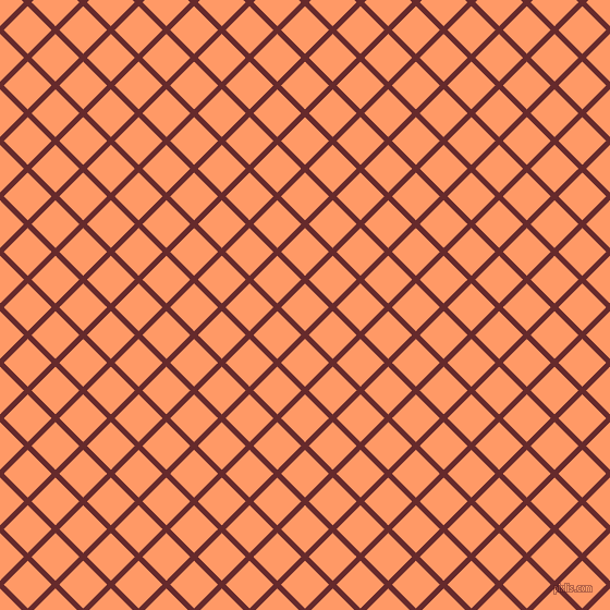 45/135 degree angle diagonal checkered chequered lines, 5 pixel lines width, 31 pixel square size, Red Devil and Atomic Tangerine plaid checkered seamless tileable