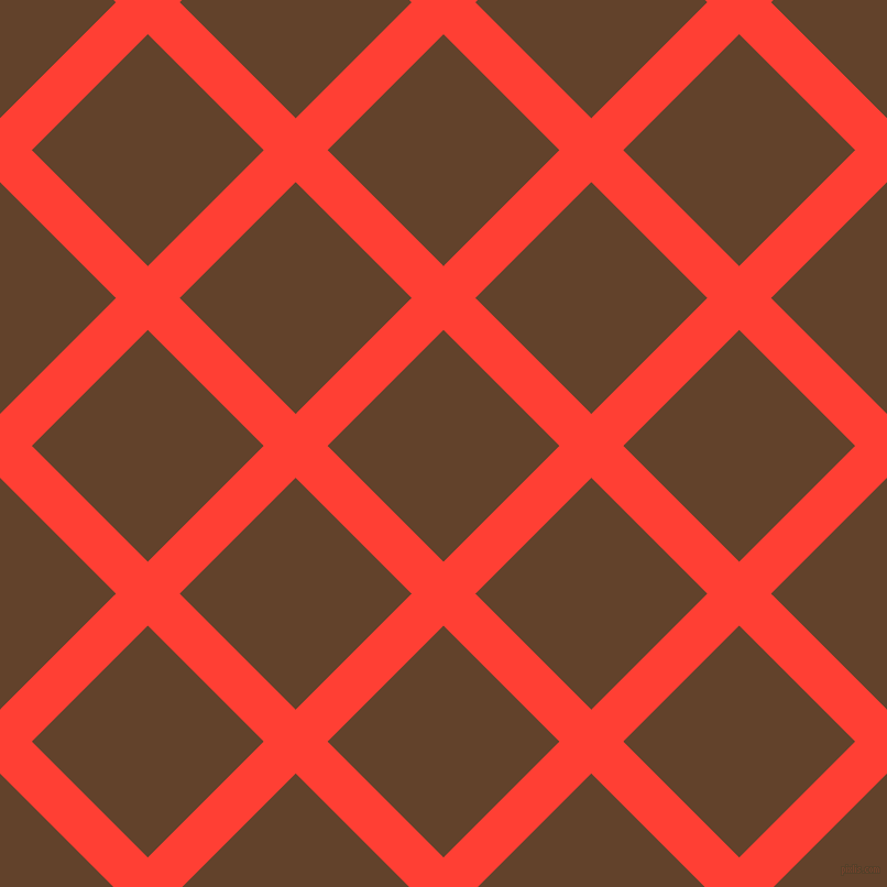 45/135 degree angle diagonal checkered chequered lines, 41 pixel line width, 149 pixel square size, Red Orange and Irish Coffee plaid checkered seamless tileable