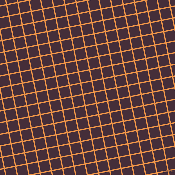 11/101 degree angle diagonal checkered chequered lines, 4 pixel line width, 33 pixel square size, Sea Buckthorn and Barossa plaid checkered seamless tileable