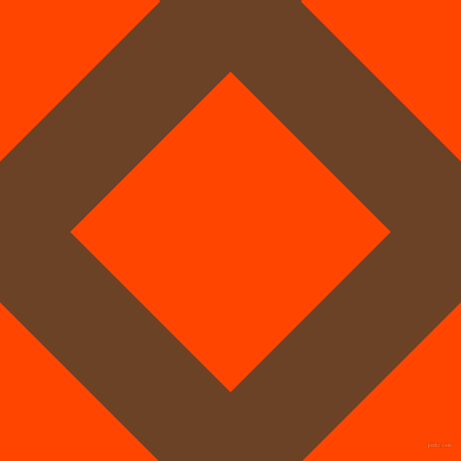 45/135 degree angle diagonal checkered chequered lines, 145 pixel line width, 331 pixel square size, Semi-Sweet Chocolate and Orange Red plaid checkered seamless tileable