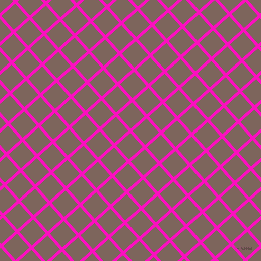 42/132 degree angle diagonal checkered chequered lines, 6 pixel line width, 37 pixel square size, Shocking Pink and Russett plaid checkered seamless tileable