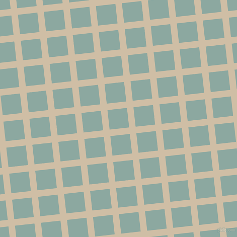 6/96 degree angle diagonal checkered chequered lines, 13 pixel line width, 39 pixel square size, Soft Amber and Cascade plaid checkered seamless tileable