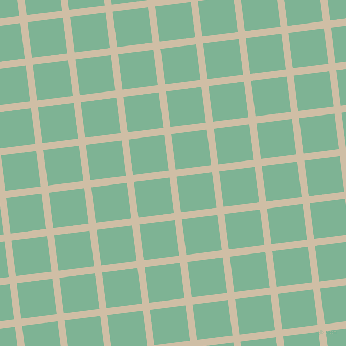 7/97 degree angle diagonal checkered chequered lines, 14 pixel lines width, 70 pixel square size, Soft Amber and Padua plaid checkered seamless tileable