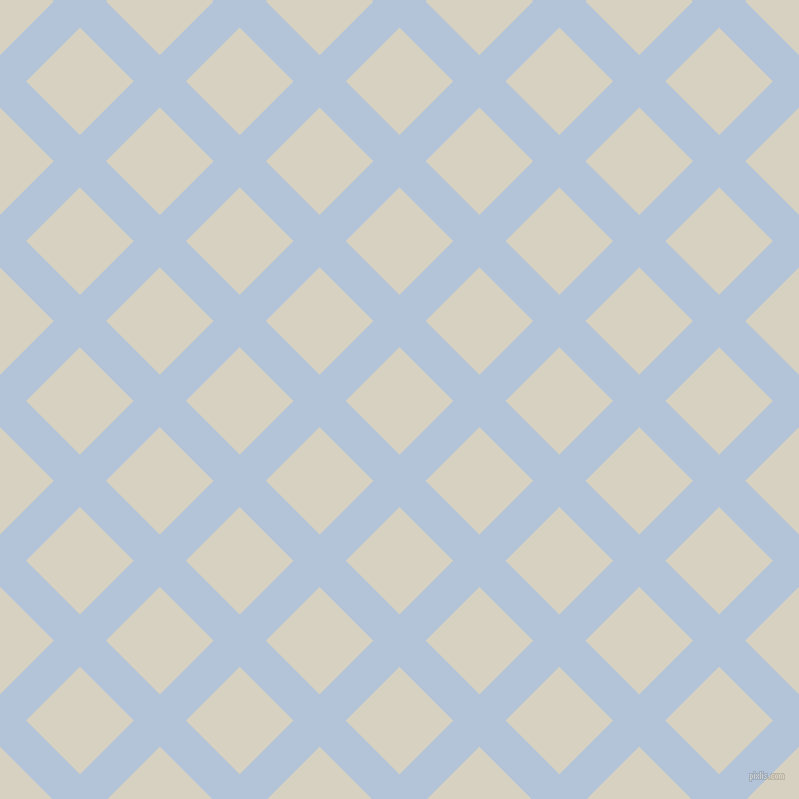 45/135 degree angle diagonal checkered chequered lines, 37 pixel lines width, 76 pixel square size, Spindle and Ecru White plaid checkered seamless tileable