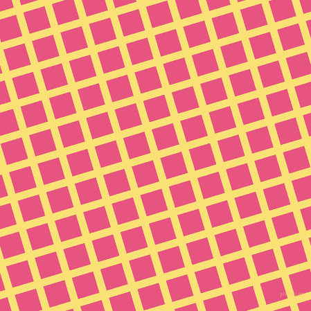 17/107 degree angle diagonal checkered chequered lines, 11 pixel line width, 32 pixel square size, Sweet Corn and Dark Pink plaid checkered seamless tileable