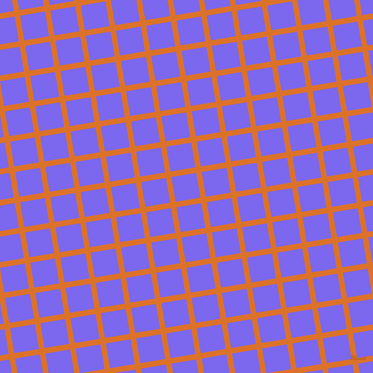 9/99 degree angle diagonal checkered chequered lines, 8 pixel line width, 36 pixel square size, Tahiti Gold and Medium Slate Blue plaid checkered seamless tileable
