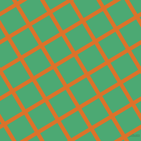 31/121 degree angle diagonal checkered chequered lines, 13 pixel lines width, 66 pixel square size, Tahiti Gold and Ocean Green plaid checkered seamless tileable