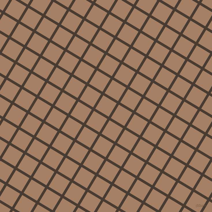 59/149 degree angle diagonal checkered chequered lines, 9 pixel lines width, 54 pixel square size, Taupe and Medium Wood plaid checkered seamless tileable