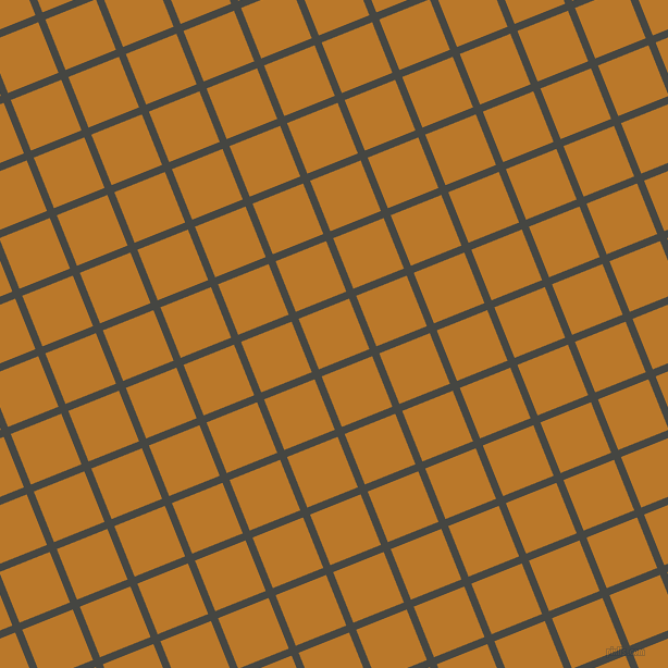 22/112 degree angle diagonal checkered chequered lines, 7 pixel lines width, 50 pixel square size, Tuatara and Pirate Gold plaid checkered seamless tileable