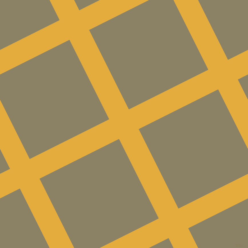 27/117 degree angle diagonal checkered chequered lines, 77 pixel lines width, 311 pixel square size, Tulip Tree and Granite Green plaid checkered seamless tileable