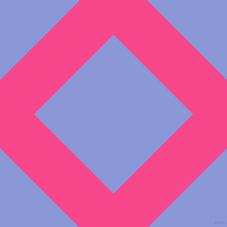 45/135 degree angle diagonal checkered chequered lines, 157 pixel line width, 367 pixel square size, Violet Red and Portage plaid checkered seamless tileable