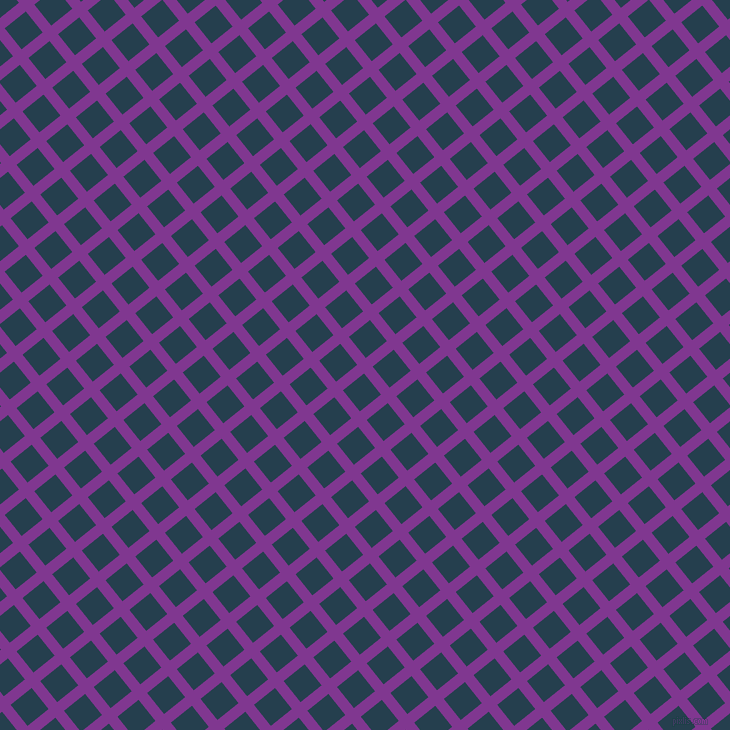 39/129 degree angle diagonal checkered chequered lines, 11 pixel lines width, 27 pixel square size, Vivid Violet and Nile Blue plaid checkered seamless tileable