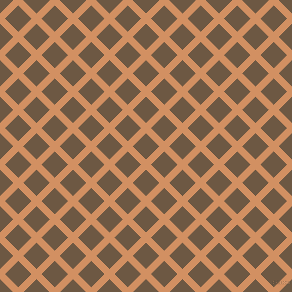 45/135 degree angle diagonal checkered chequered lines, 14 pixel line width, 37 pixel square size, Whiskey and Tobacco Brown plaid checkered seamless tileable