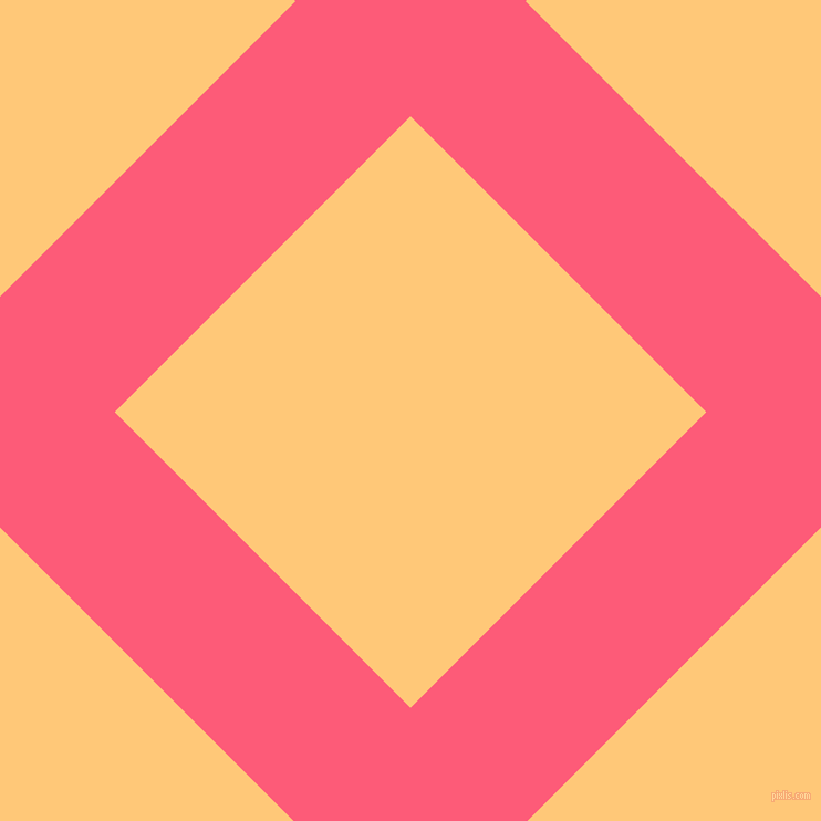 45/135 degree angle diagonal checkered chequered lines, 147 pixel line width, 378 pixel square size, Wild Watermelon and Chardonnay plaid checkered seamless tileable