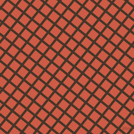 51/141 degree angle diagonal checkered chequered lines, 8 pixel lines width, 28 pixel square size, Woodburn and Dark Coral plaid checkered seamless tileable