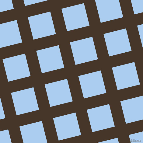 14/104 degree angle diagonal checkered chequered lines, 38 pixel lines width, 76 pixel square size, Woodburn and Pale Cornflower Blue plaid checkered seamless tileable