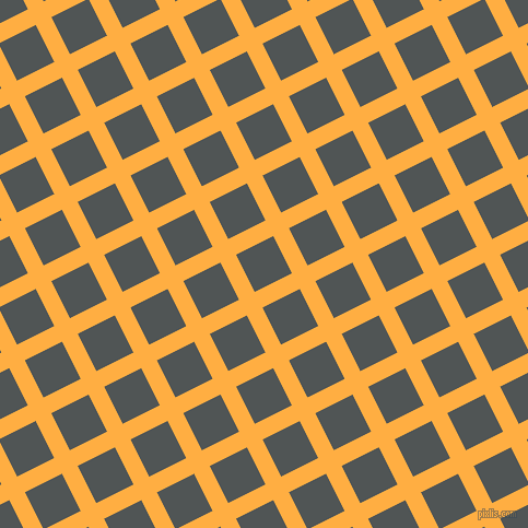 27/117 degree angle diagonal checkered chequered lines, 16 pixel line width, 38 pixel square size, Yellow Orange and Mako plaid checkered seamless tileable